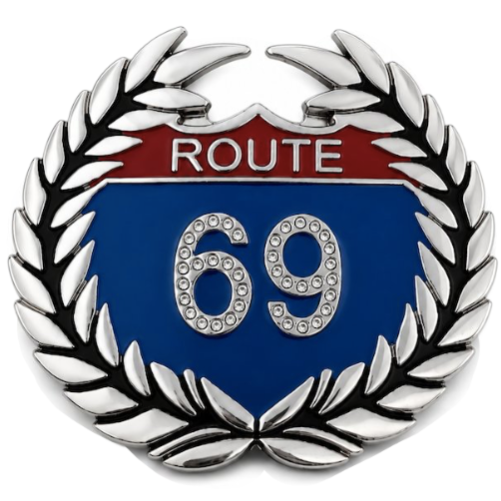 Boucle de ceinture avec ailes en strass, Route 69 USA, autoroute américaine