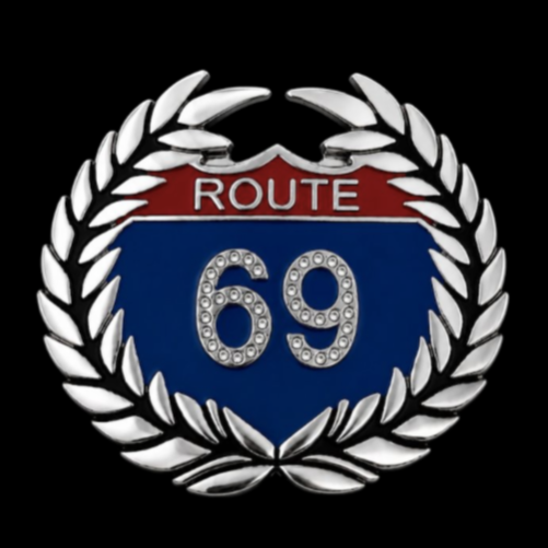 Boucle de ceinture avec ailes en strass, Route 69 USA, autoroute américaine