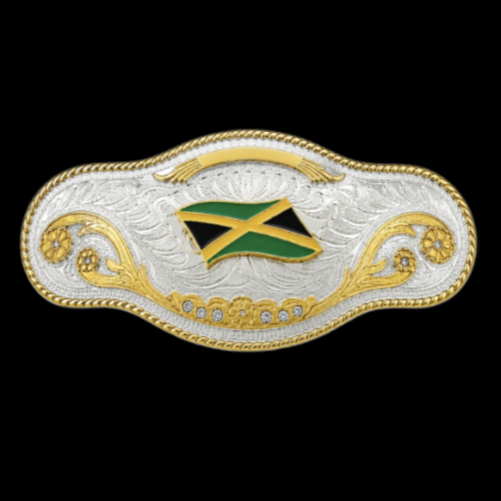 Big Jamaican Jamaica Flag Wrestling Belt Buckle