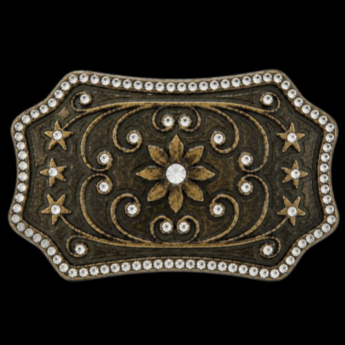 Flower Hippie Boho Bohemian Fashion Rhinestone Belt Buckle
