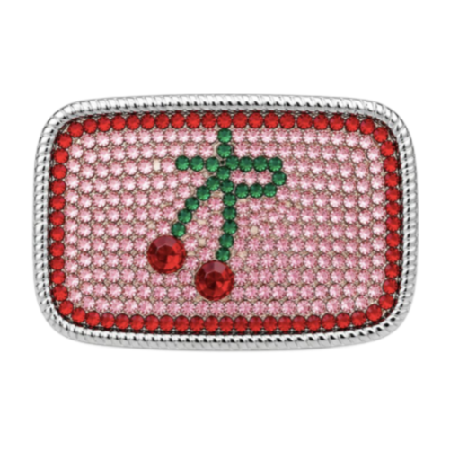 Hebillas de hebilla de cinturón Pop de cereza caliente con cerezas de diamantes de imitación rojas