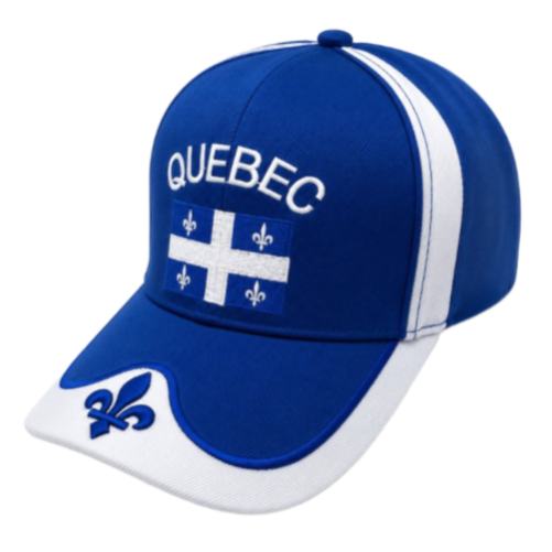 Drapeau du Québec Canada Fleur De Lys Chapeau Casquette Baseball Bleu