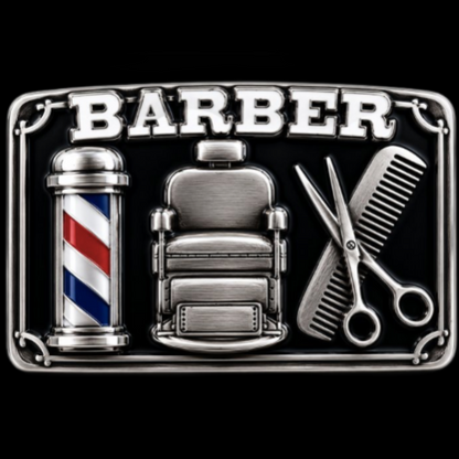 Barber Shop Pole Haircuts Style Scissors Profession Belt Buckle