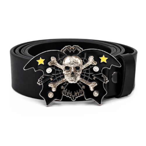 Boucle de ceinture en forme d'étoile, tête de mort, chauve-souris, toile d'araignée, os croisés
