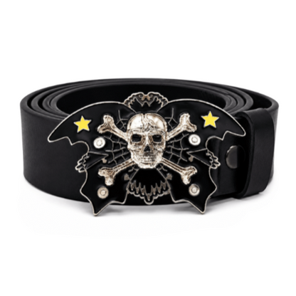 Boucle de ceinture en forme d'étoile, tête de mort, chauve-souris, toile d'araignée, os croisés