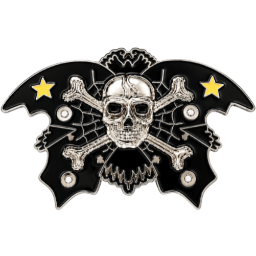 Boucle de ceinture en forme d'étoile, tête de mort, chauve-souris, toile d'araignée, os croisés
