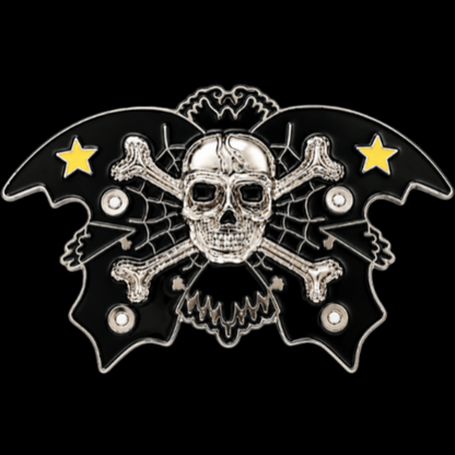 Boucle de ceinture en forme d'étoile, tête de mort, chauve-souris, toile d'araignée, os croisés