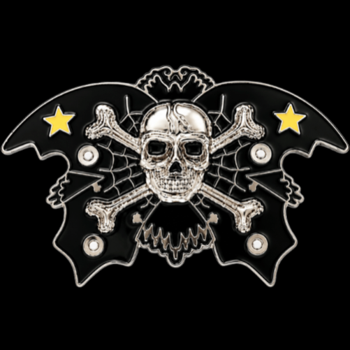 Skull Bat Spider Web Crossbones Star Belt Buckle