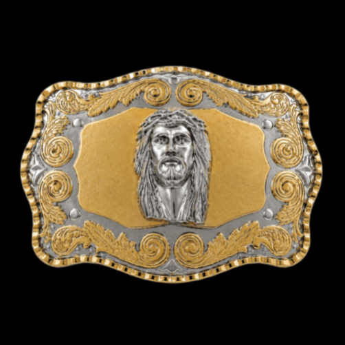 Boucle de ceinture occidentale de religion catholique de visage de Jésus Christ