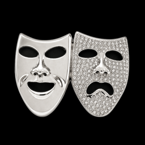 Thalia Melpomene Comedy Tragedy Happy Sad Face Rhinestone Belt Buckle