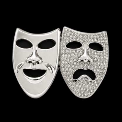 Thalia Melpomene Comedy Tragedy Happy Sad Face Rhinestone Belt Buckle