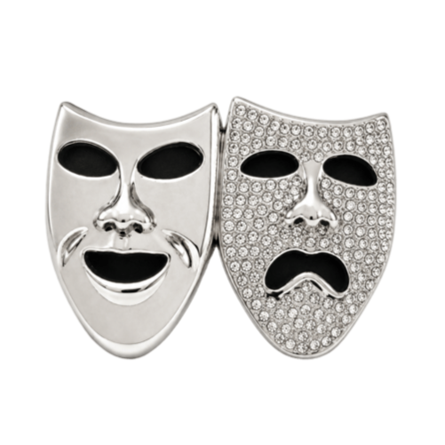 Thalia Melpomene Comedy Tragedy Happy Sad Face Rhinestone Belt Buckle