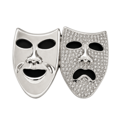 Thalia Melpomene Comedy Tragedy Happy Sad Face Rhinestone Belt Buckle