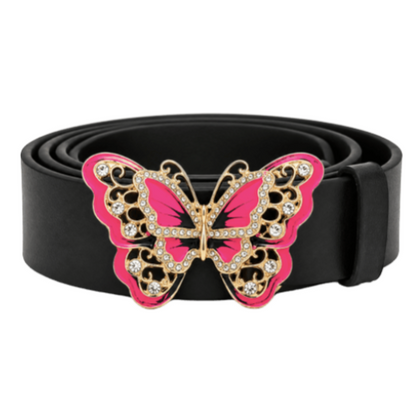 Butterfly Pink Glitter Rhinestone Fashion Belt Buckle