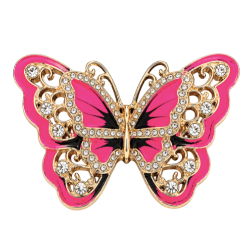 Butterfly Pink Glitter Rhinestone Fashion Belt Buckle