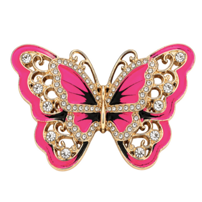 Butterfly Pink Glitter Rhinestone Fashion Belt Buckle