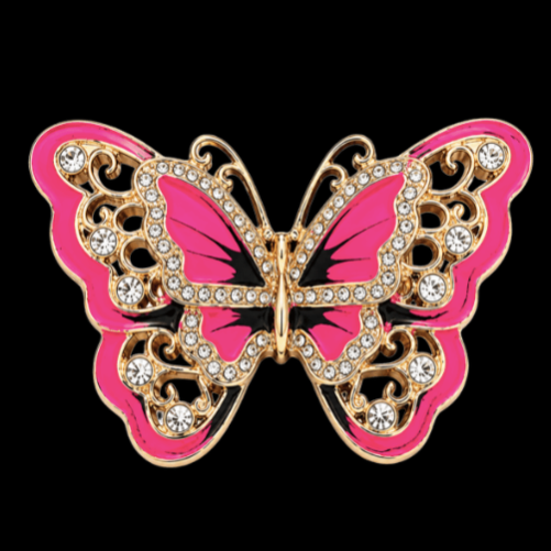 Butterfly Pink Glitter Rhinestone Fashion Belt Buckle