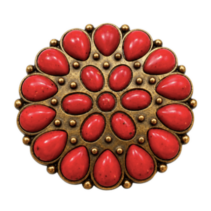Flower Red Petals Daisy Boho Retro Hippie Fashion Belt Buckle