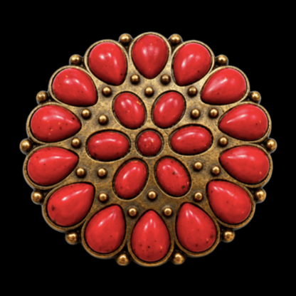 Flower Red Petals Daisy Boho Retro Hippie Fashion Belt Buckle