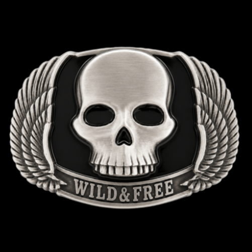 Wild Free Skull Wings Motorcycle Bike Rider Belt Buckle