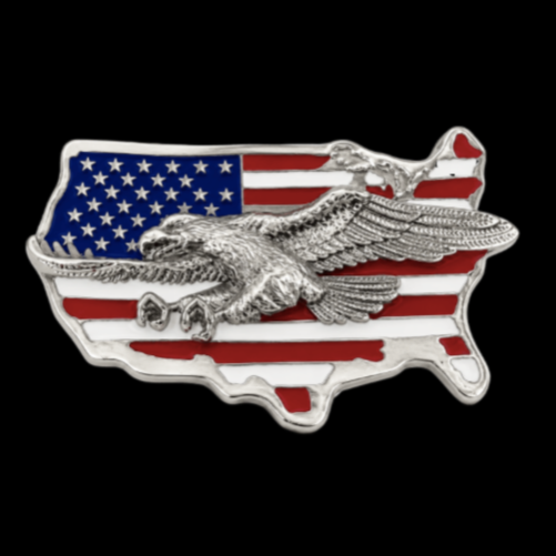 United States American USA Flag Map Eagle Old Glory Belt Buckle