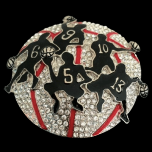 Basketball Game Players Ball Rhinestone Sport Belt Buckle