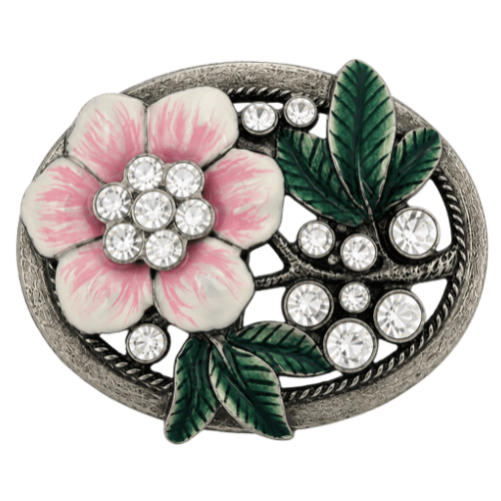 Flor Rosa Boho Rhinestone Flor Hebilla De Cinturón