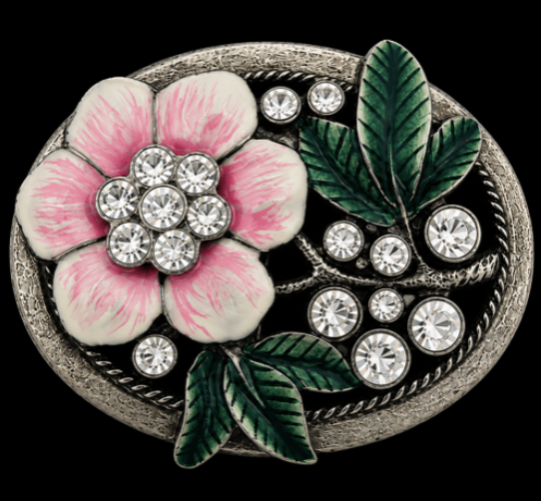 Flor Rosa Boho Rhinestone Flor Hebilla De Cinturón