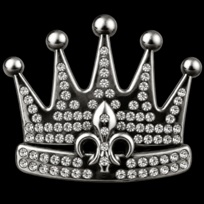 Royalty Rhinestone Crown Fleur De Lys Lis Queen Belt Buckle