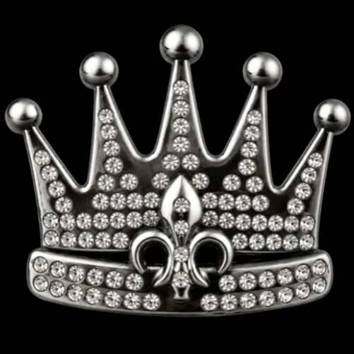 Royalty Rhinestone Crown Fleur De Lys Lis Queen Belt Buckle