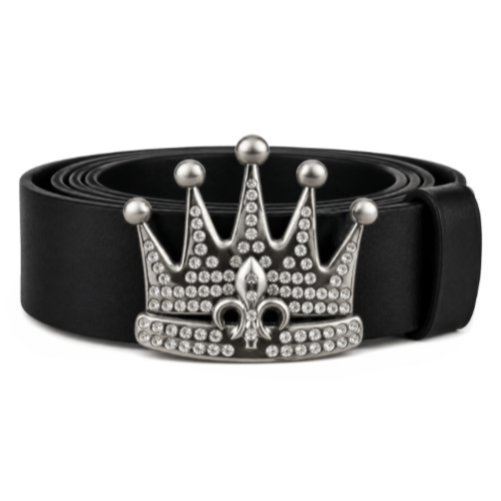 Royalty Rhinestone Crown Fleur De Lys Lis Queen Belt Buckle