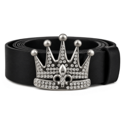 Royalty Rhinestone Crown Fleur De Lys Lis Queen Belt Buckle