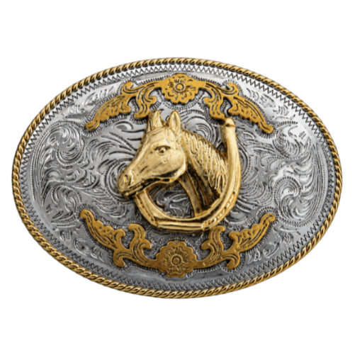 Horse Horseshoe Ranch Cowboy Western Belt Buckle