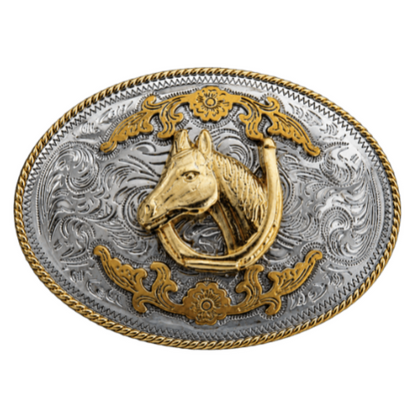 Horse Horseshoe Ranch Cowboy Western Belt Buckle