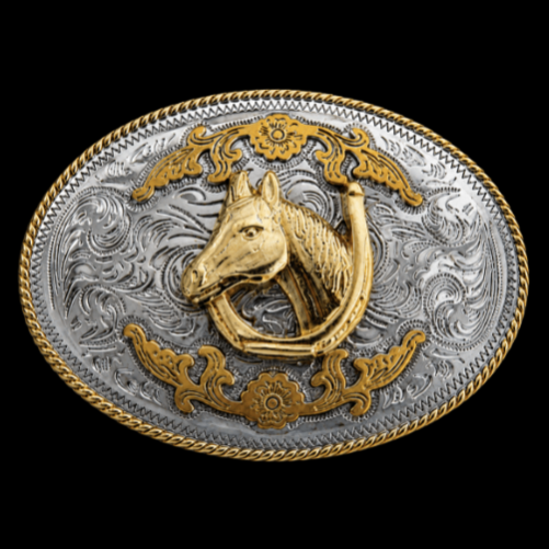 Horse Horseshoe Ranch Cowboy Western Belt Buckle