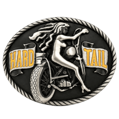 Hardtail Motorcycle Biker Girl Club Rider Belt Buckle
