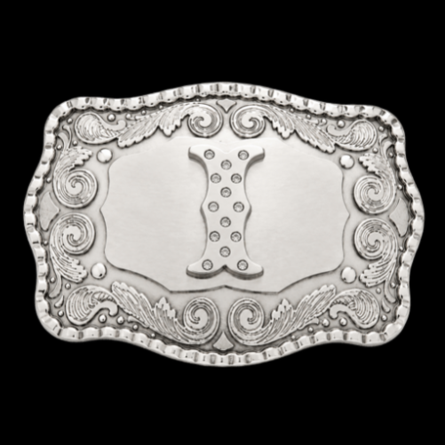 Letter I Name Initial Monogram Big Western Belt Buckle