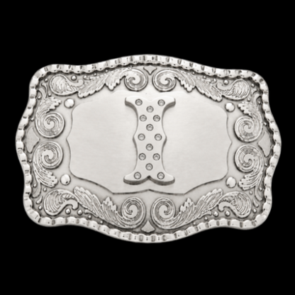 Letter I Name Initial Monogram Big Western Belt Buckle