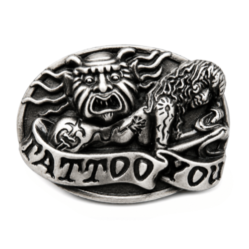 Tattoo Artist Belt Buckles Evil Devilish Face Tattooed Girl