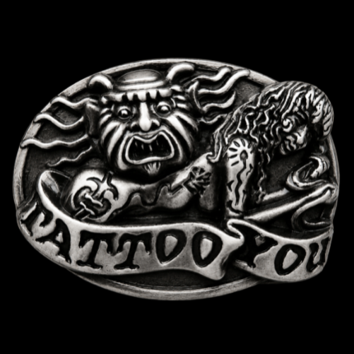 Tattoo Artist Belt Buckles Evil Devilish Face Tattooed Girl