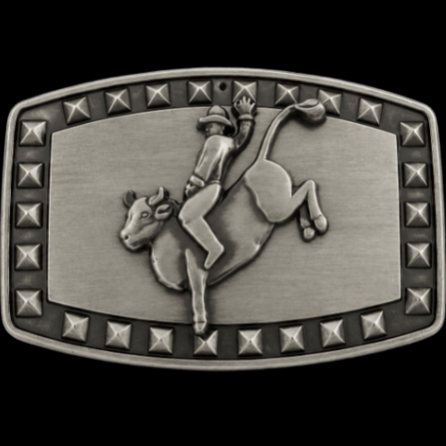 Rodeo Cowboy Bull Rider Studded Western Belt Buckle