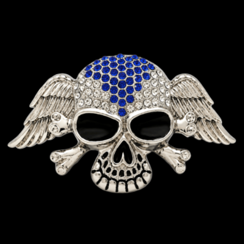 Rhinestone Skull Bones Bones Iced Punk Belt Buckle