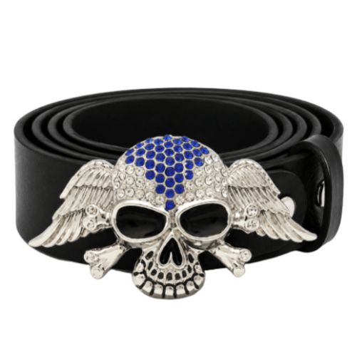 Rhinestone Skull Bones Bones Iced Punk Belt Buckle