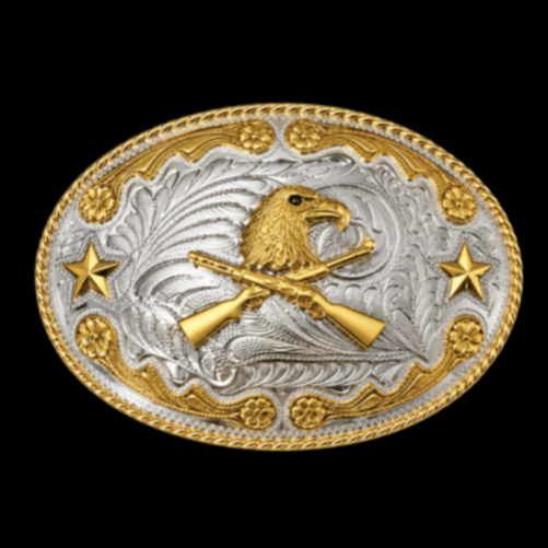Eagle Rifle Big Western Rancher Cowboy Belt Buckle