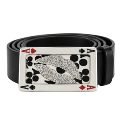 Belt Buckle Gamble Poker 4 Four Aces Rhinestone Lips