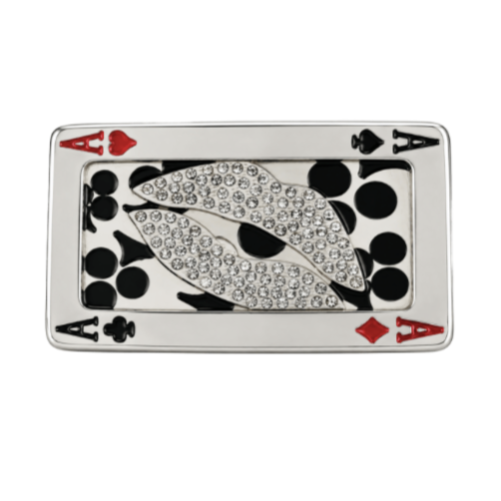 Belt Buckle Gamble Poker 4 Four Aces Rhinestone Lips