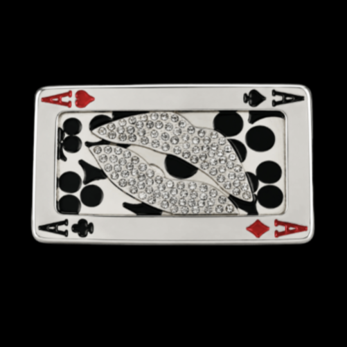 Belt Buckle Gamble Poker 4 Four Aces Rhinestone Lips