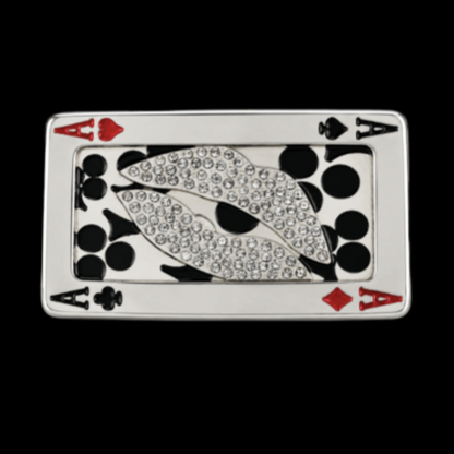 Belt Buckle Gamble Poker 4 Four Aces Rhinestone Lips