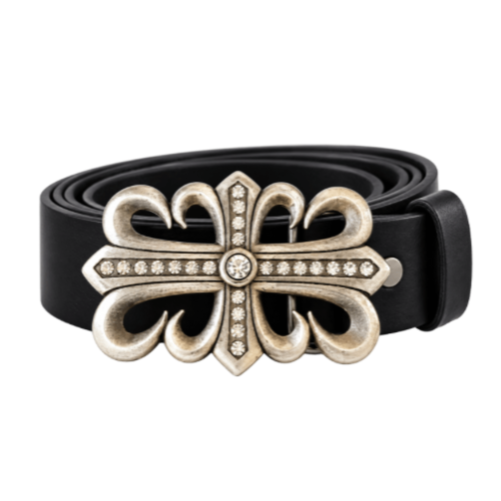 Rhinestone Floral Flower Cross Western Belt Buckle