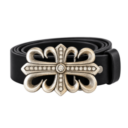 Rhinestone Floral Flower Cross Western Belt Buckle